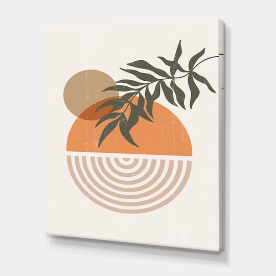 Designart - Abstract Geometrical Sun and Moon With Leaf I
